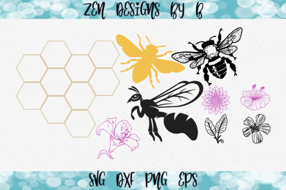 Bee Bundle with Honeycomb Graphic for Crafts and Graphics