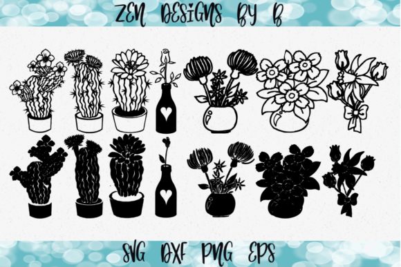 Cactus Flower Clipart Bundle for Graphics and Crafts