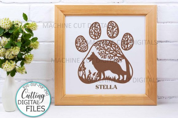 German Shepherd Paw Dog Round Sign Graphics for Crafts