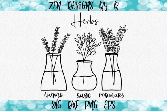 Hand Drawn Herbs, Sage, Rosemary, Thyme