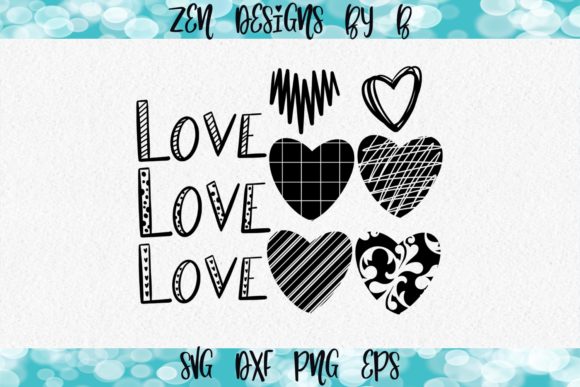 Love and Hearts Graphic Hand Drawn for Crafts and Graphics