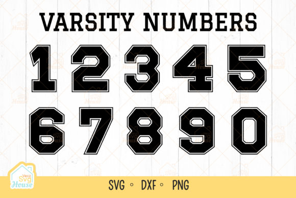 Sports Jersey Numbers College Font SVG for Graphics and Crafts