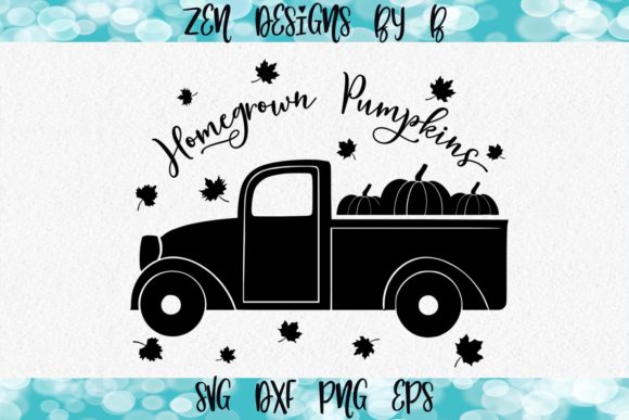 Vintage Truck Homegrown Pumpkins Graphics for Crafts